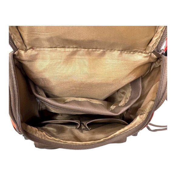 MultiSac Striped Backpack Purse Southwest Orange Brown Canvas Faux Leather Trim - Picture 8 of 12